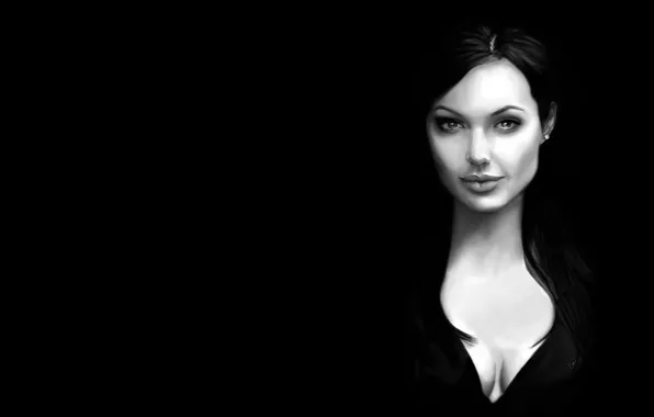 Girl, face, actress, Angelina Jolie, Angelina Jolie, art