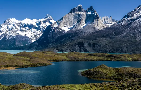 Picture mountains, nature, Chile, lake