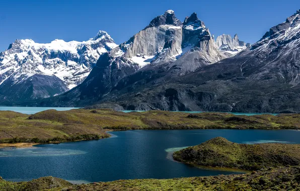 Mountains, nature, Chile, lake