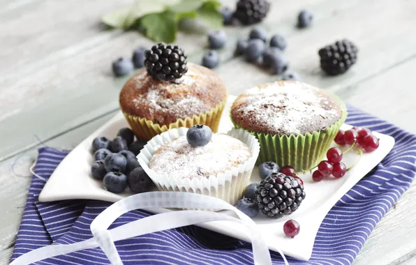 Picture macro, berries, food, fruit, cupcakes, cake, muffins