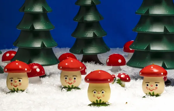 Picture forest, toy, mushrooms