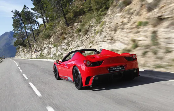 Car, Ferrari, red, 458, road, tuning, speed, Mansory