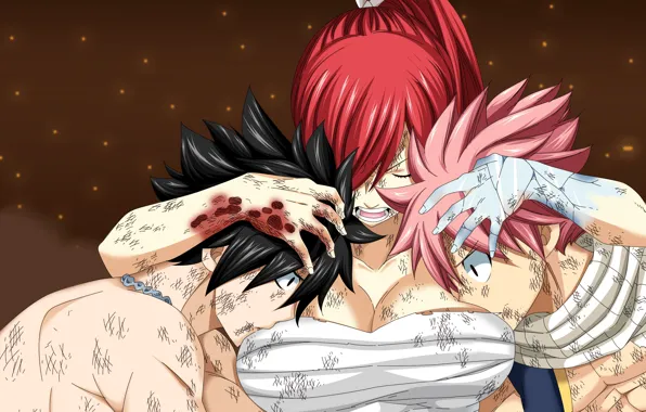 Anime, art, Fairy Tail, Natsu, Elsa, Fairy tail, Grey