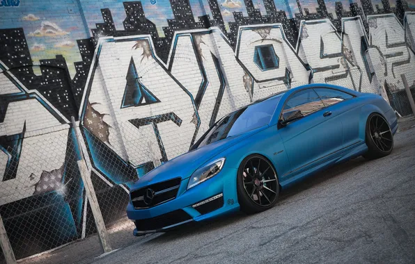 Picture Mercedes-Benz, Auto, The fence, Wall, Tuning, Mesh, Graffiti, Machine