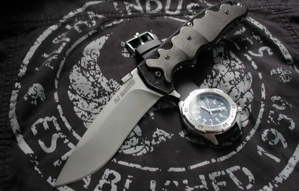 Watch, knife, fabric, Knives & Wristwatch