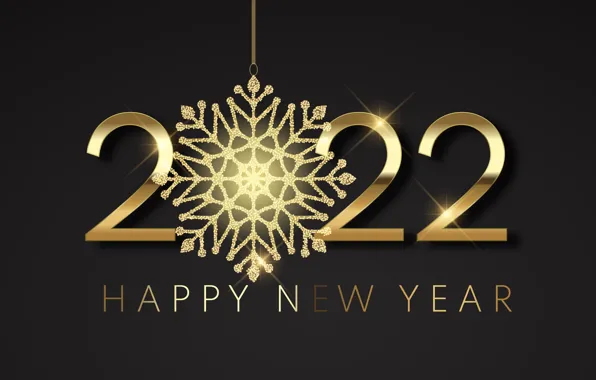 Gold, figures, New year, golden, black background, new year, happy, snowflake