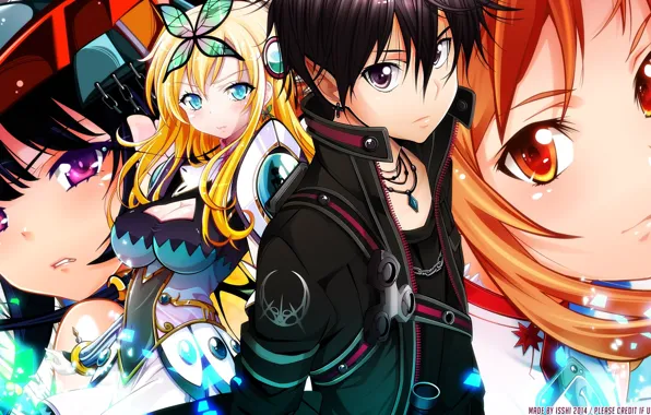 Girls, anime, art, different, Crossover, Kirito