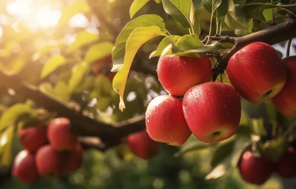 Nature, apples, garden, harvest, fruit, red, fruit, Apple