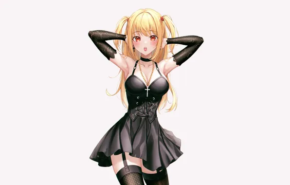 Girl, sexy, Death Note, cleavage, thighhighs, long hair, dress, boobs
