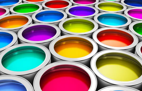 Paint, range, yellow, blue, green, purple, red, pink