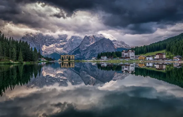 Landscape, mountains, the city, river