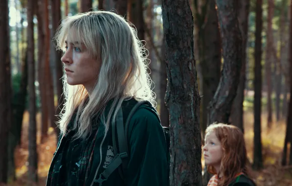 Forest, trees, backpack, actress, Saoirse Ronan, Saoirse Ronan, How I Live Now, Harley Bird