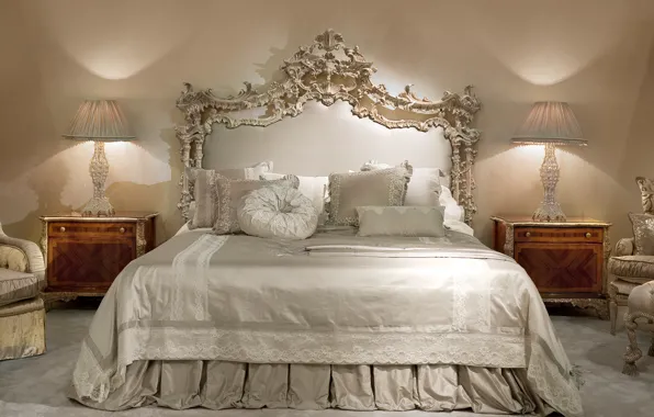 Room, bed, pillow, bed, lamp, linen, luxury, bedroom