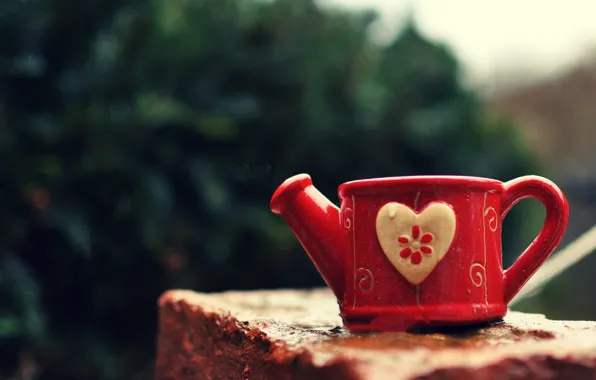 Heart, mug, Cup, lake, heart
