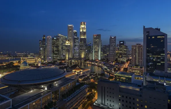 The sky, night, the city, Singapore, structure, Singapore city