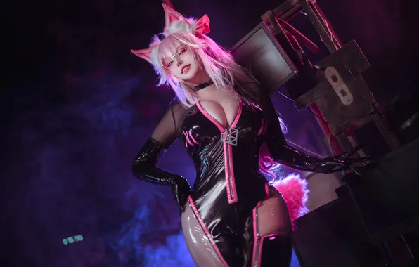 Wallpaper women, Asian, pink hair, Koyanskaya, Takomayuyi, model, big boobs, cosplay