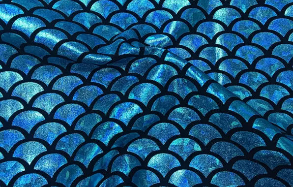 Background, texture, scales, folds, blue color, holographic fabric, glitter synthetic fibres