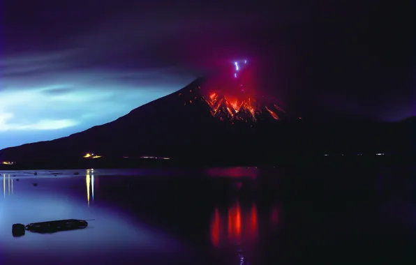 Picture fire, element, the volcano, lava, Sakurajima