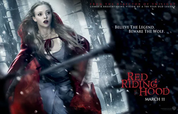 Picture winter, girl, tale, Thriller, runs, 2011, horror, Red Riding Hood