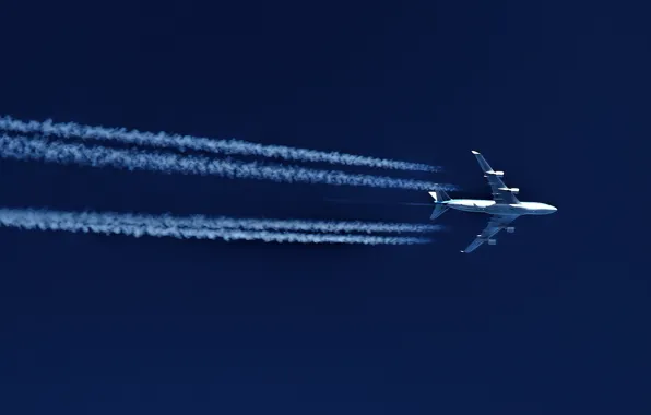 The sky, the plane, passenger, Boeing 747