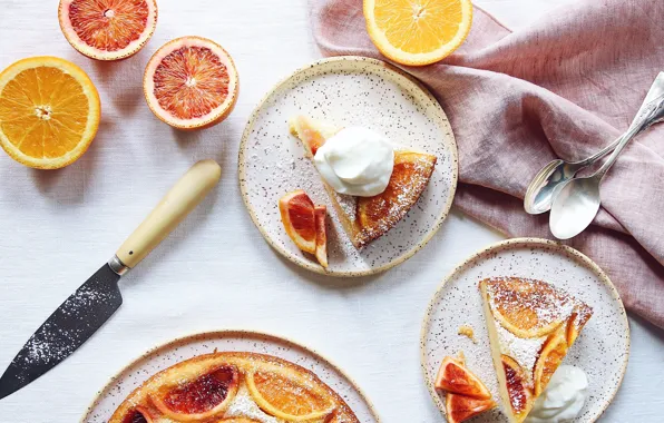 Picture orange, food, pie, ice cream, cakes, powdered sugar