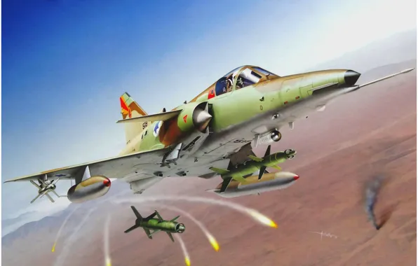 Picture fighter-bomber, Israeli air force, all-weather multi-role fighter, IAI Kfir, Israel Aircraft Industries