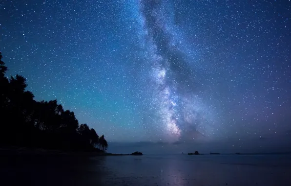 The sky, stars, mountain, the volcano, Indonesia