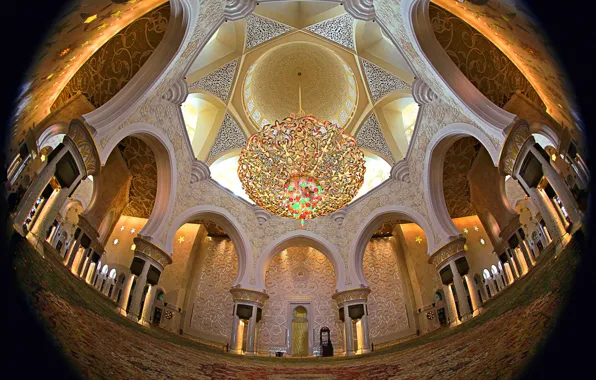 Chandelier, architecture, the dome, religion, UAE, Abu Dhabi, the Sheikh Zayed Grand mosque