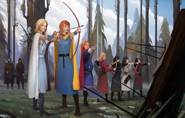 Picture girl, bow, art, arrows, Banner Saga, oddleif