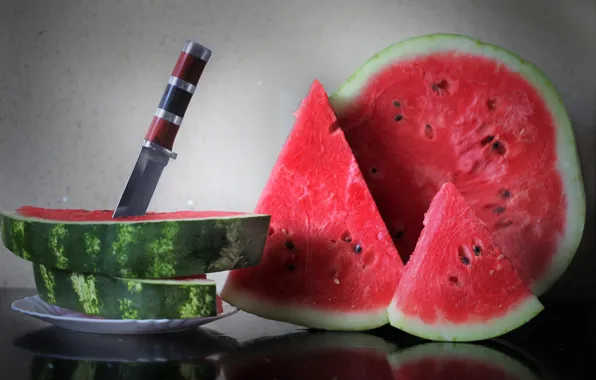 Food, watermelon, knife