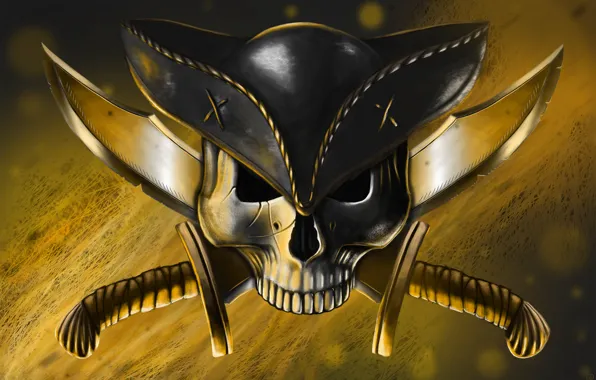 Picture weapons, skull, hat, art, pirate, knives, Jolly Roger