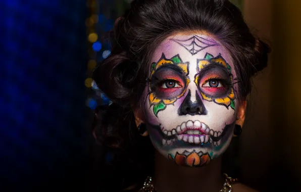 Girl, face, style, paint, day of the dead, day of the dead