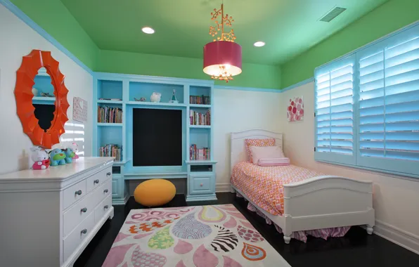 Picture photo, Design, Bed, Chandelier, Interior, Bedroom, Children's