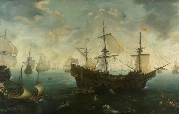 Picture picture, canvas, oil, 1625, Cornelis Claes van Wieringen, Cornelis Claesz van Wieringen, The Spanish Armada …