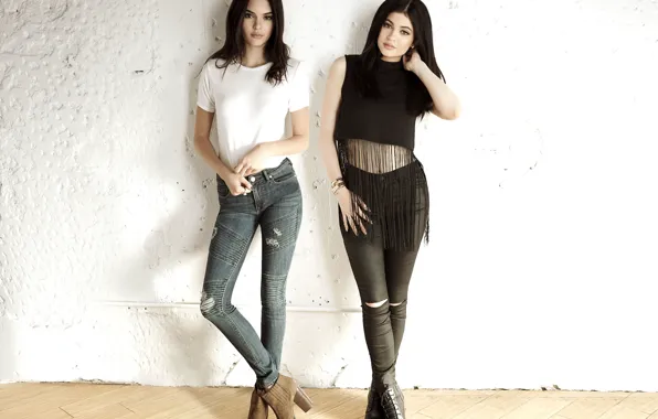 Photo, girls, jeans, figure, Kylie Jenner, Kendall Jenner