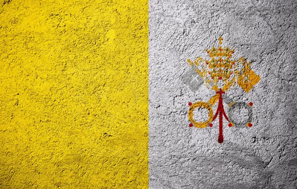 Picture Europe, Vatican City, Stone Background, Flags On Stone, Vatican City Flag, Concrete Texture, Flag Of …