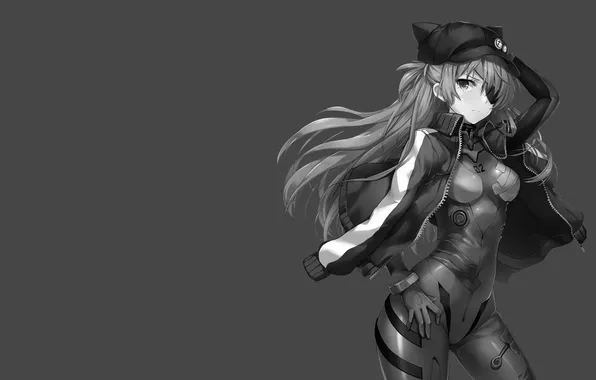 Look, girl, black and white, headband, shikinami asuka langley