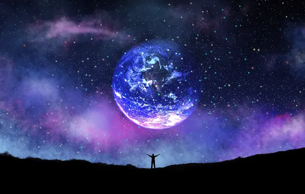 Picture the sky, space, stars, light, night, pose, lights, fiction