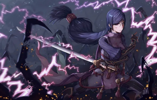 Energy, girl, sword, anime, art, Berserker, Fate / Grand Order