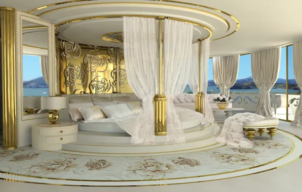 Design, room, bed, interior, luxury, bedroom
