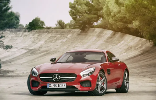 Picture Mercedes-Benz, red, AMG, GT 2016