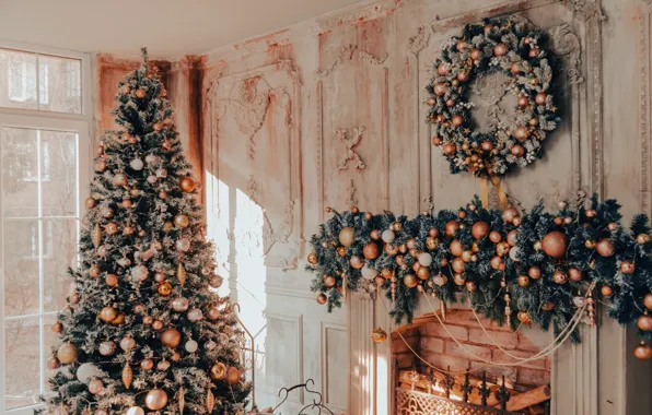 Balls, comfort, house, room, wall, interior, window, Christmas