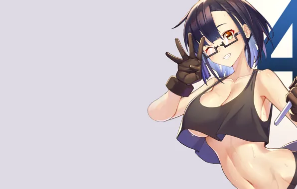 Girl, hot, sexy, peace, anime, pretty, glasses, babe