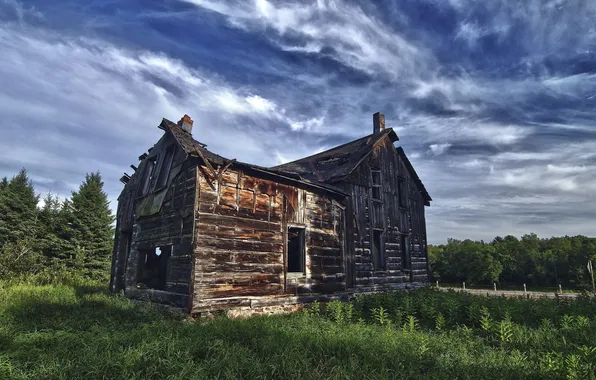 Road, landscape, home