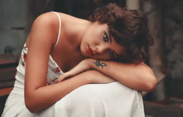 Sadness, look, pose, beauty, tattoo, beauty, sadness, tattoo