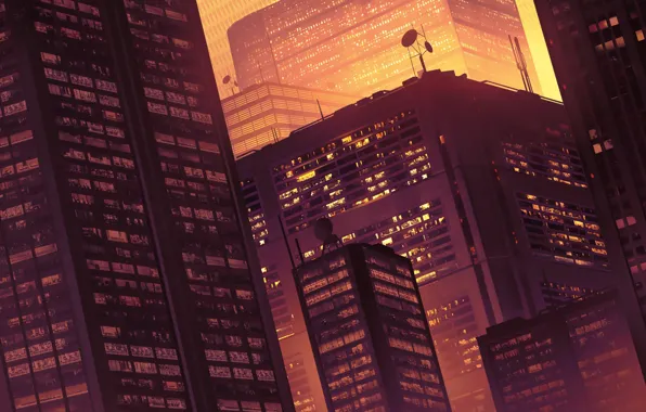 The city, Skyscrapers, Building, Art, Skyscraper, Concept Art, Architecture, by Cullen Cole