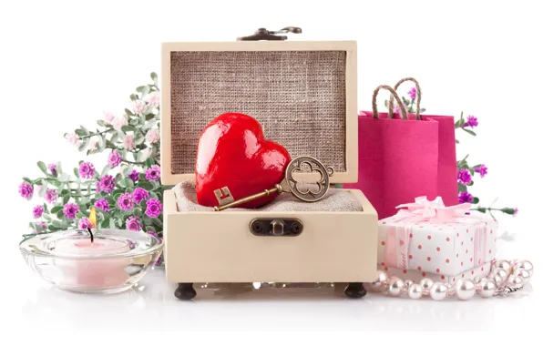 Picture photo, box, heart, candles, gifts, holidays