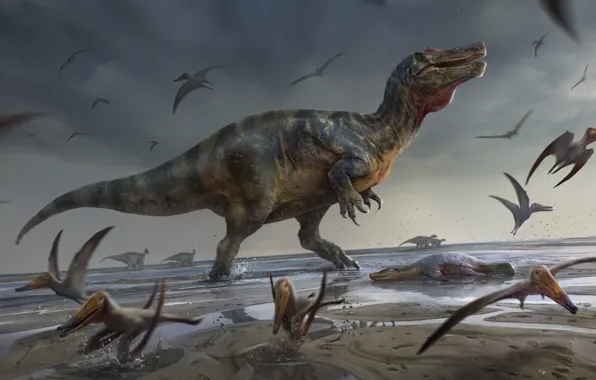 Picture Sea, Shore, Predators, Dinosaurs, Dinosaurs, Ancient animals, Extinct animals, Prehistoric