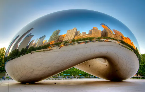 The city, Park, the evening, Chicago, monument