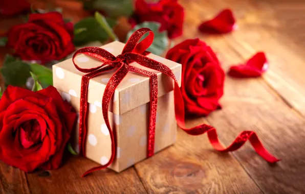 Picture red, gift, roses, bouquet, tape, Valentine's day, Svetlana Kolpakova